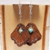 Hand Cut Leather Fan Earrings with Turquoise