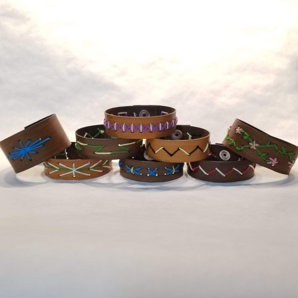 Embroidered Leather Bracelet