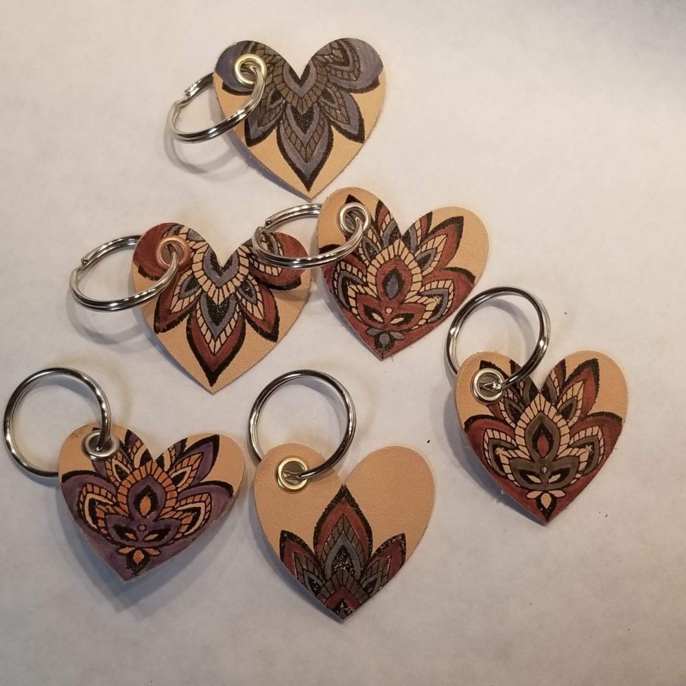 Large Stamped Heart Keychains
