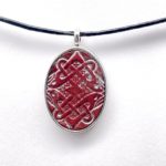 Leather Bezel Necklace - Medium - Celtic Design