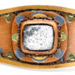 Leather Stone Bracelet - Dendritic Agate - Square - Closeup