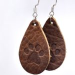Bison Leather Earrings with Paw Prints