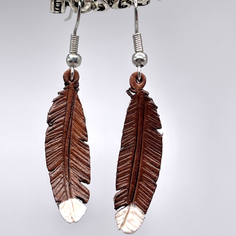 Leather Feather Earrings