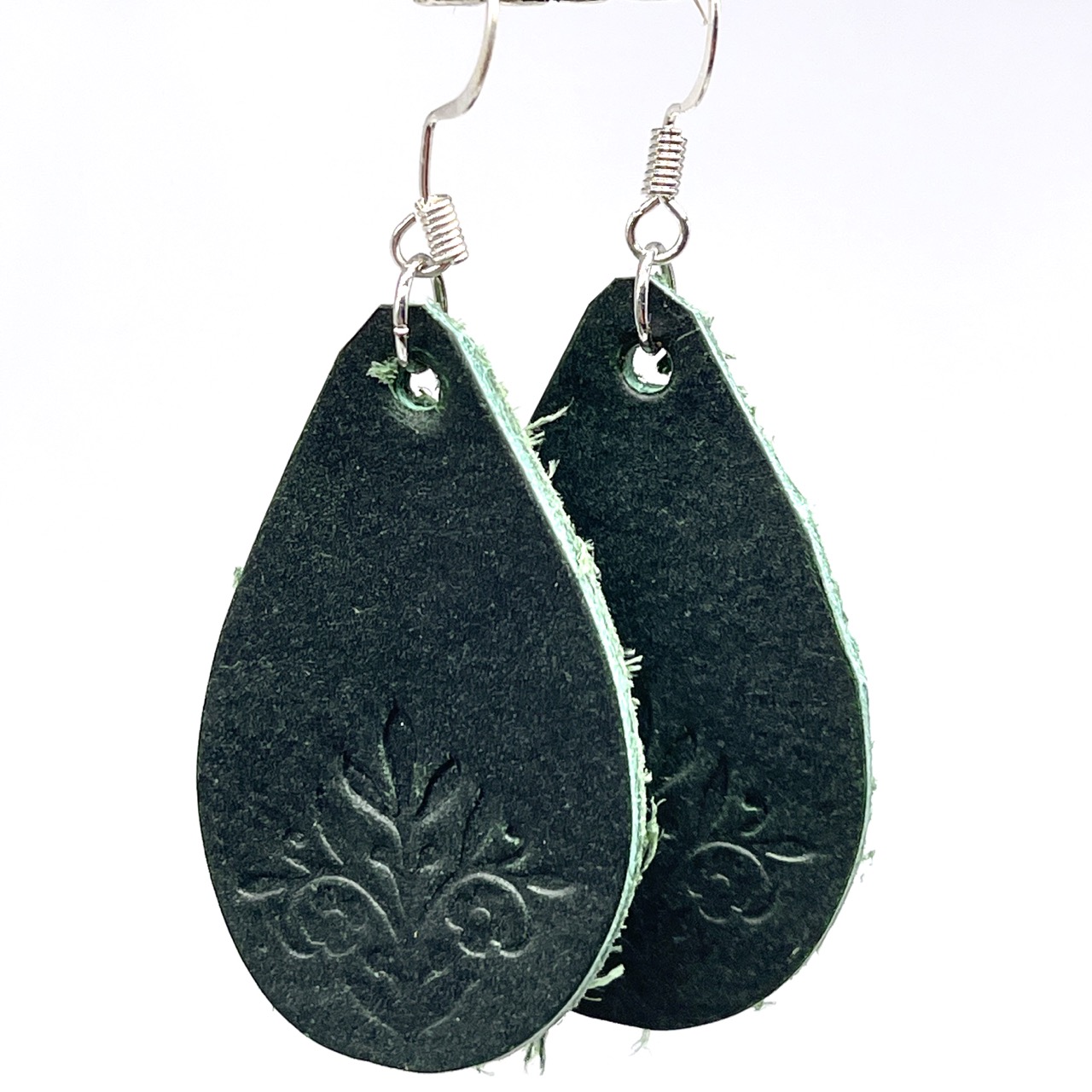 Jade Bison Leather Teardrop Earrings