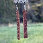 Embossed Crazy Horse Leather Bar Earrings