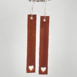 Leather Bar Heart Earrings