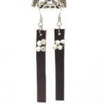 Beaded Leather Bar Earrings