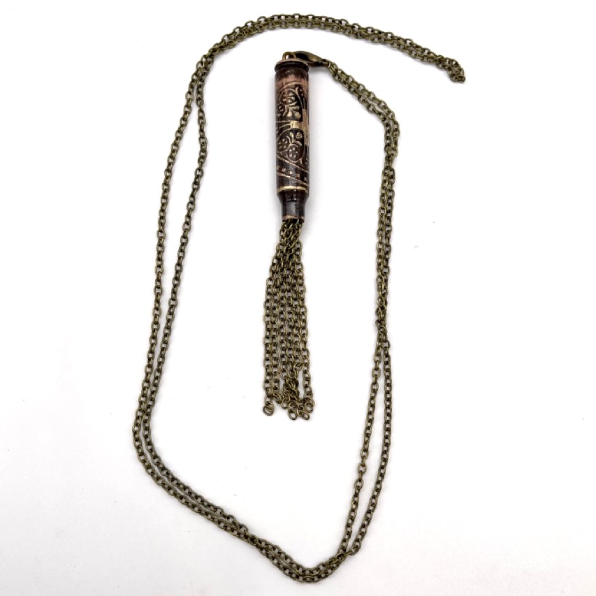 Etched Brass Necklaces with Antique Chain Accent