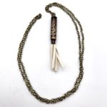 Etched Brass Necklaces with Deerskin Accents