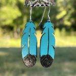 Large Leather Feather Earrings