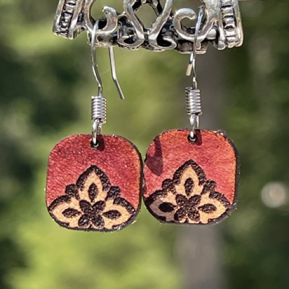 Small Leather Colorful Mediterranean Style Earrings
