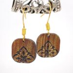 Small Golden Leather Mediterranean Style Earrings