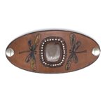 Leather and Stone Bracelet - Colorful Dragonfly with Dendritic Agate