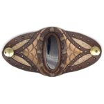 Leather and Stone Bracelet - Vanilla and Orange with Montana Agate