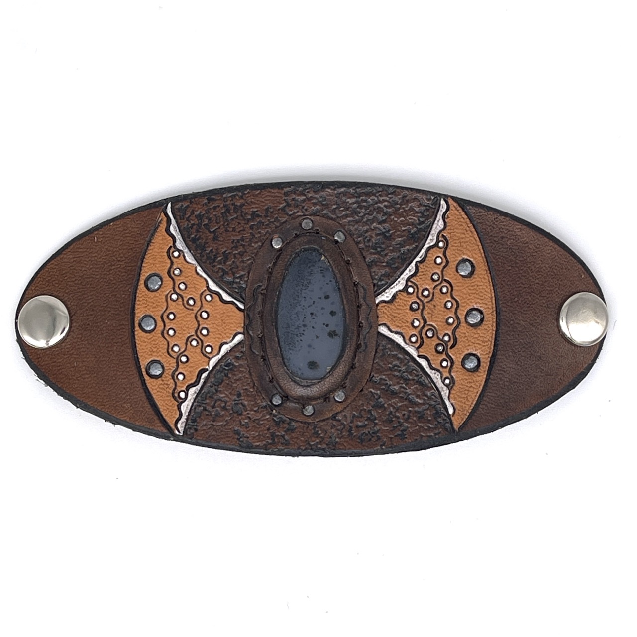 Leather and Stone Bracelet - Lacey with a Montana Agate