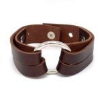 Large Ring Split Leather Bracelet