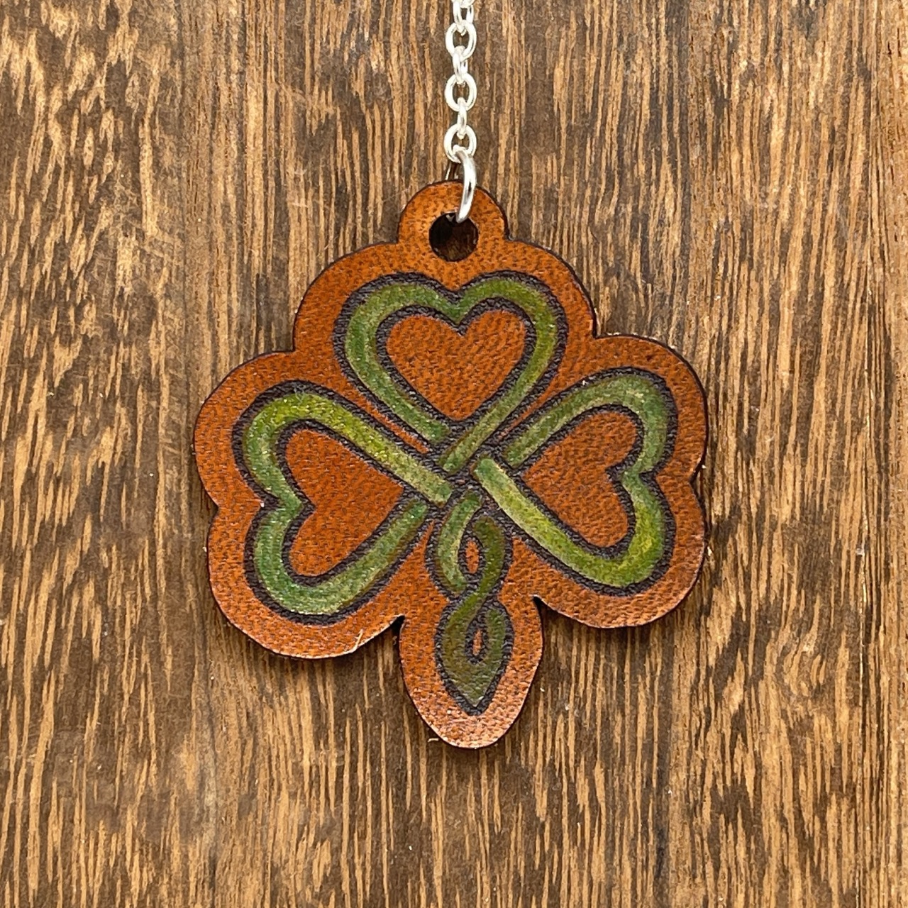 Celtic Knotted Leather Clovers