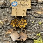 Leather Flower and Watering Jug Earrings