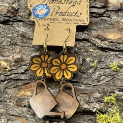 Leather Flower and Watering Jug Earrings