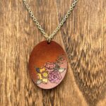 Leather Oval Flower Necklaces