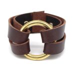 Large Ring Split Leather Bracelet - Heavy