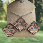 Hand-Tooled Leather Flower Earrings