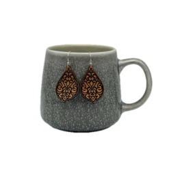 Pointed Teardrop Filagree Leather Earrings