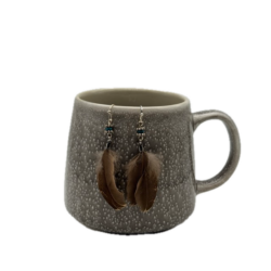 Grouse Feather Earrings: Teal Bead