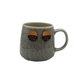 Round Half and Half Leather Earrings