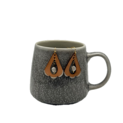 Leather Earrings - Scalloped Teardrop