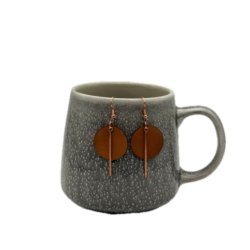 Leather Circle with Metal Drop Earrings