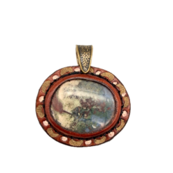 Leather and Stone Pendant - Moss Agate