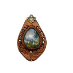 Leather and Stone Pendant - Moss Agate
