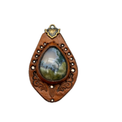 Leather and Stone Pendant - Moss Agate