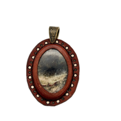 Leather and Stone Pendant - Moss Agate