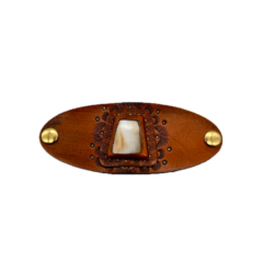 Leather and Stone Bracelet - Petrified Wood