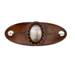 Leather and Stone Bracelet - Moss Agate