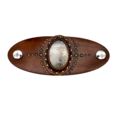 Leather and Stone Bracelet - Moss Agate