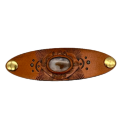 Leather and Stone Bracelet - Moss Agate