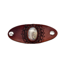 Leather and Stone Bracelet - Moss Agate